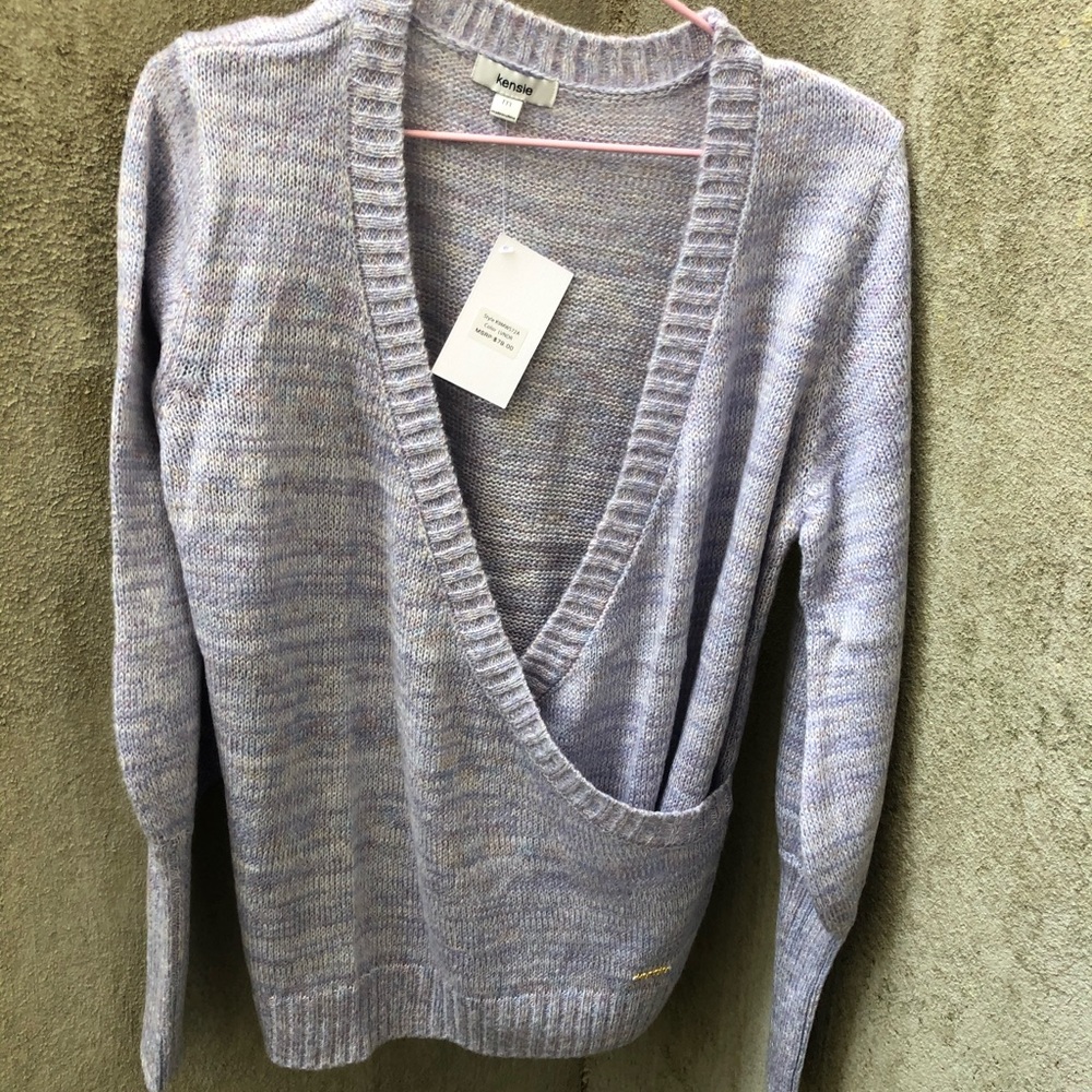 Kensie Surplice Wrap Style Sweater Lavender